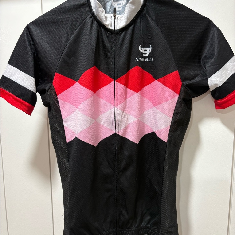 Nine Bull Cycling Shirt Black & Pink Size Small EUC